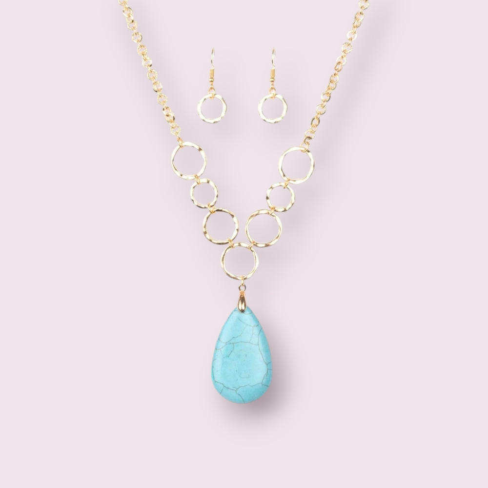 Vintage Paparazzi Gold Necklace with Turquoise Pendant